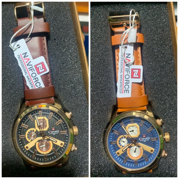 Navi force brown leather watch