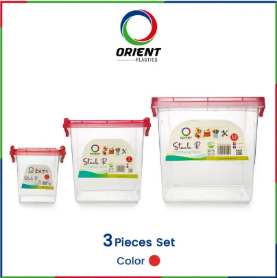 Orient Plastic - Stack-R Storage Boxes 3Pcs Set 6.5 ltr 3 ltr 1 ltr | Durable & Versatile Multi-Purpose Storage Containers | Transparent Stackable BPA-Free Storage Solution for Home & Office