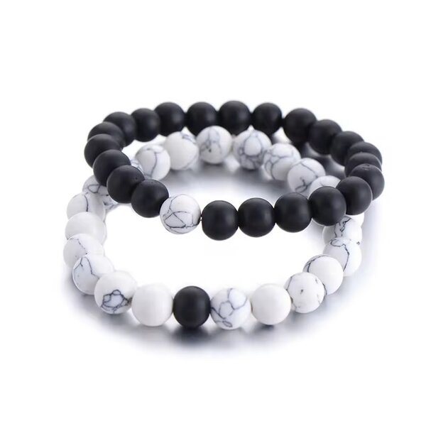COUPLE  HOWLITE  BLANC ET ONYX