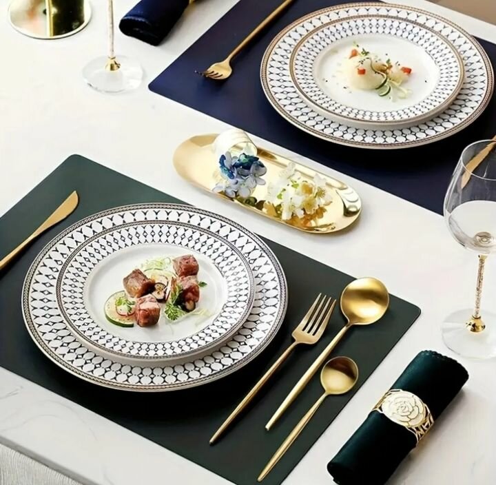 Portuguese tableware Set of Golden Stainless Steel