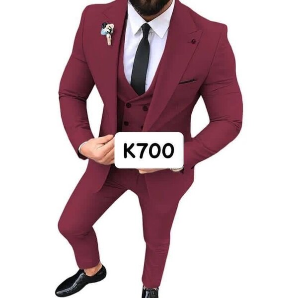 Men's three-piece suit, color burgundy