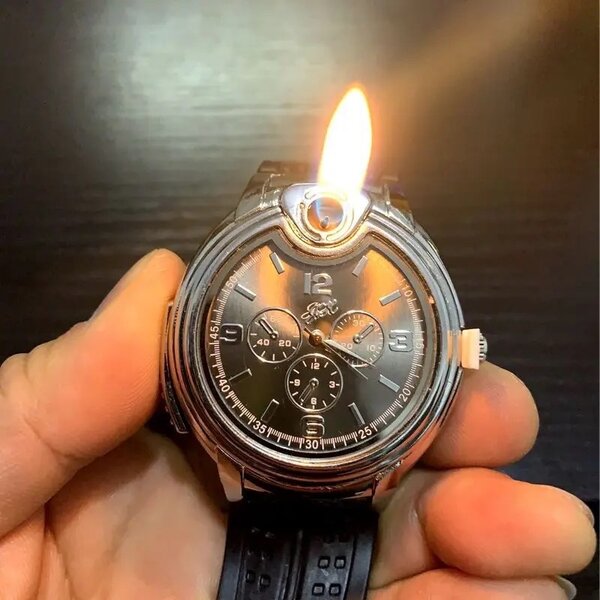 Refillable lighter watch