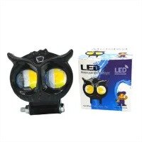 AKE 1-PCS of OWL EYE LED Long Range OWL Mini Driving Light Dual Color High Low Beam Flasher Long throw brightest Light Bike Motorcycle Light