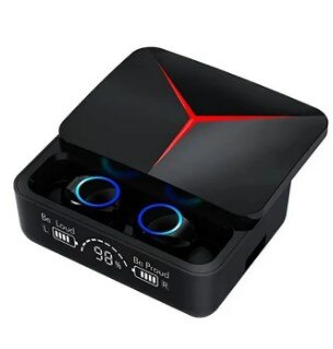 M90 TWS Wireless Bluetooth Earphones V5.1 - Waterproof Earbuds with LED Display, Microphone, and 2000mAh Power.