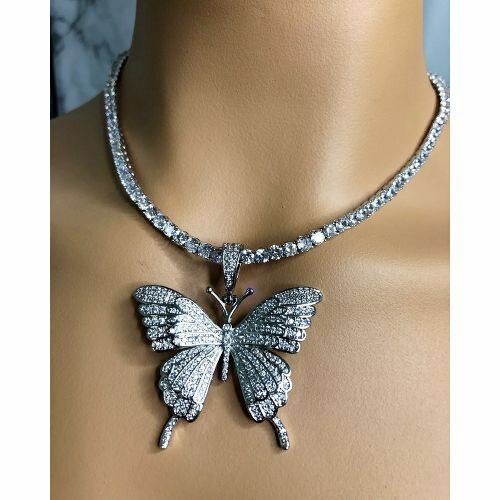 Fashion 2 In 1 Butterfly Necklace-silver
