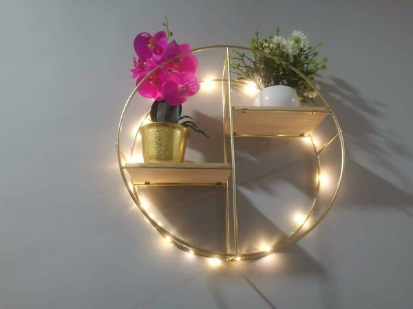 Metallic Round Shelf with light