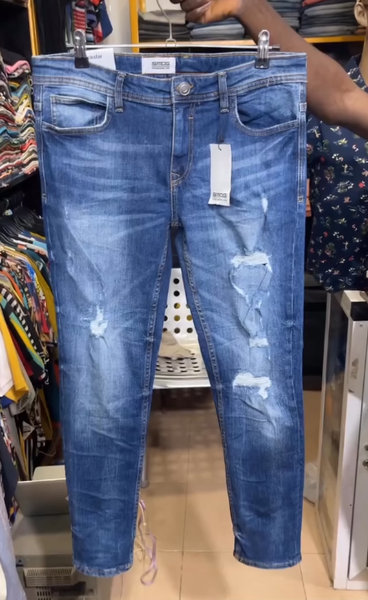 Biker Tattered Stretch Jeans