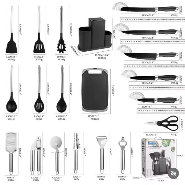 kitchen laddles& knives set