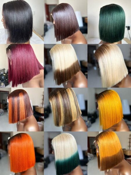 Perruque bob multicolore stylée