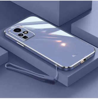 LECOMES for Infinix Zero X Neo Back Cover with Lanyard Luxury 6D Plating Shiny Phone Case Soft Silicone Square Mobile Cases Pouch for Girls Boys