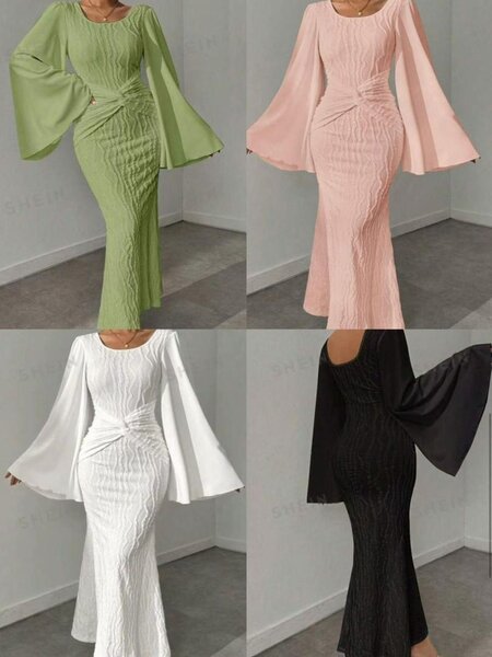 Robe Élégante à Manches Évasées