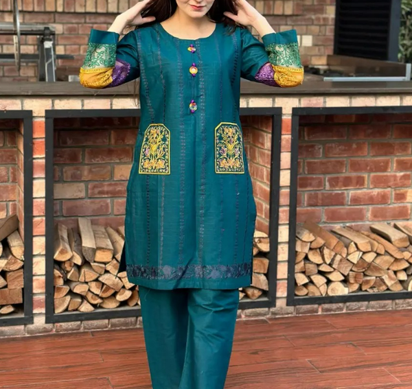 *Cotton Pocket Self Embroidery 2pcs*