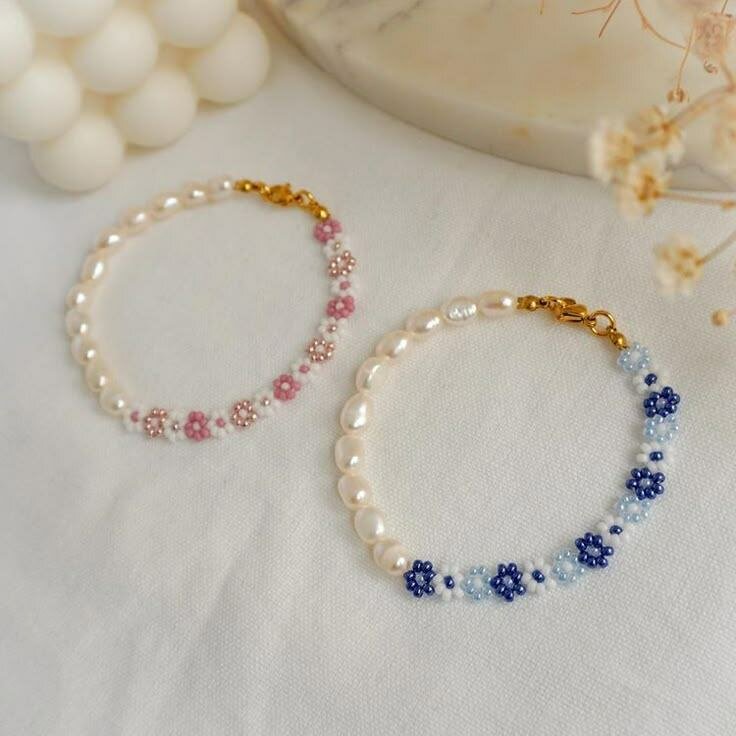 Bracelet perles et fleurs
