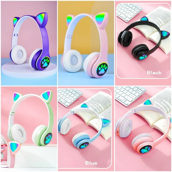 Casque enfant fille Garçon - Casque Bluetooth oreilles chats