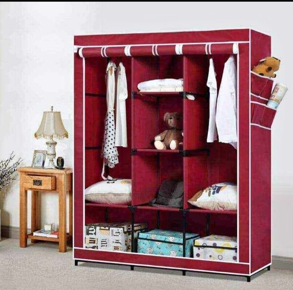 Armoire Pliable en Tissu Rouge