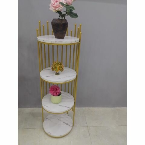 Étagère ronde marbre dorée