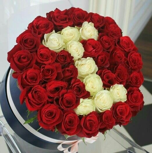 Bouquet de roses rouges et blanches