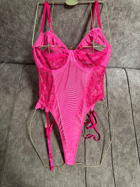 Elegant Pink Lace Lingerie Bodysuit