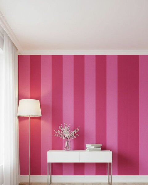 Papier Peint Rayures Roses