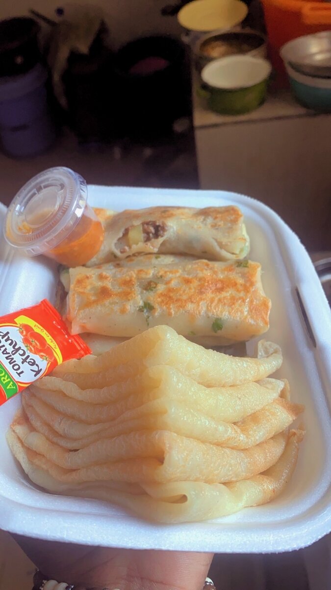 Crêpe nature et viande hachée