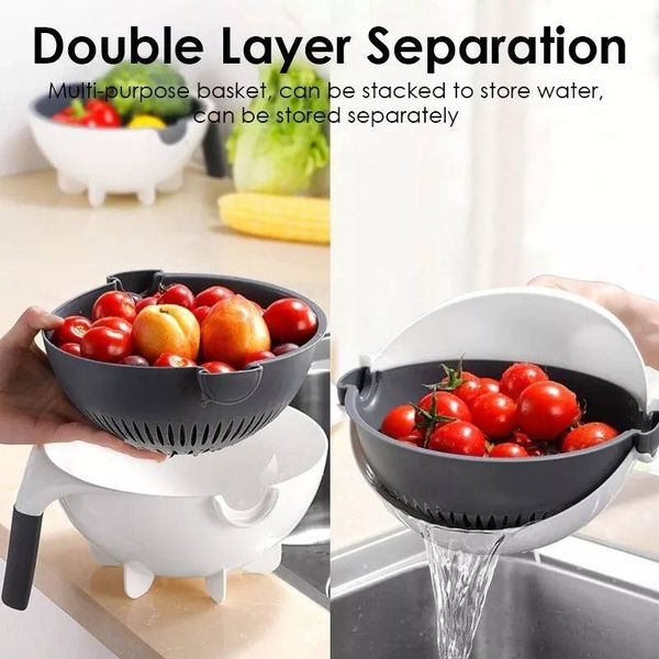 Multi functional vegetable drainer & slicer 