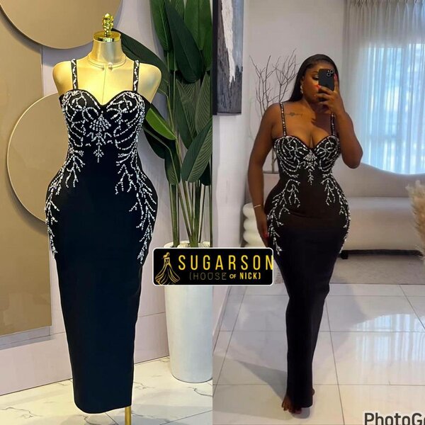 Robe Noire avec Perles