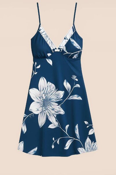 Robe amusante à fleurs bleu