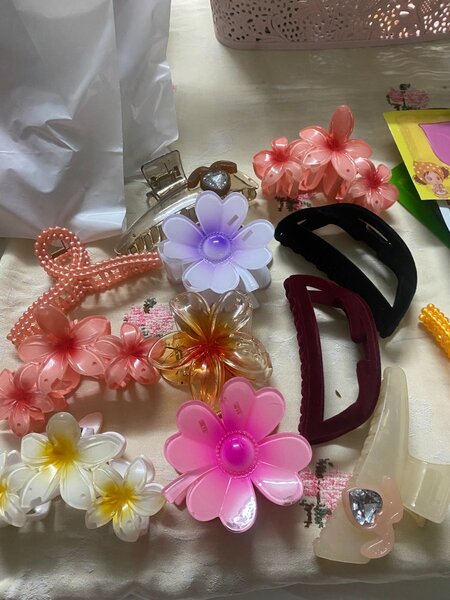 Pince à cheveux fleurs colorées