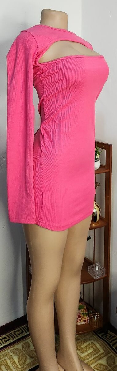 Public Desire Ribbed Mini Dress With Cut Out Front