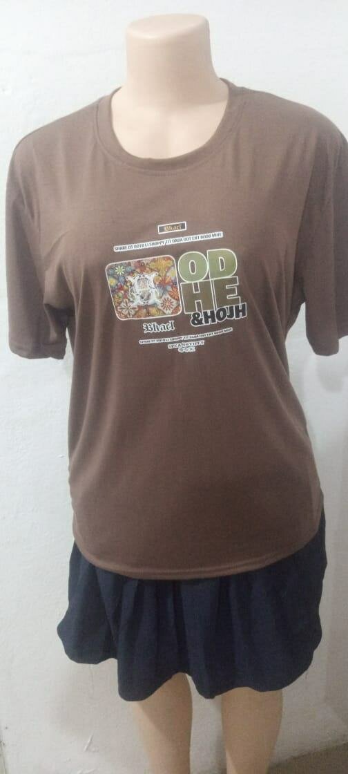 T-shirt marron imprimée décontractée