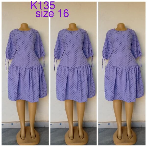 Lilac dress with black polka dots, size 16