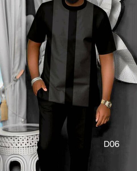 Ensemble T-shirt et Pantalon Homme Noir Élégant