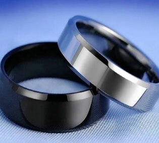 Pack of 2 Men and BOYS titanium Rings Black And Silver Color