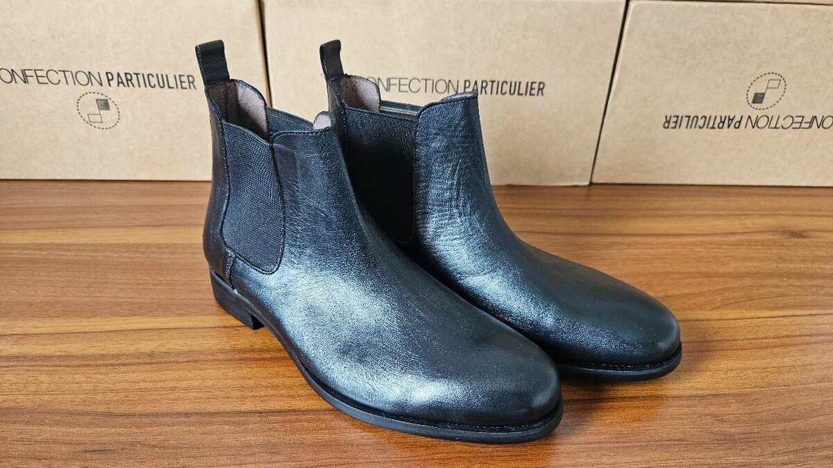 Bottine à gaine en cuir bleue