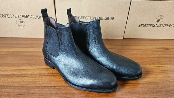 Bottine à gaine en cuir bleue