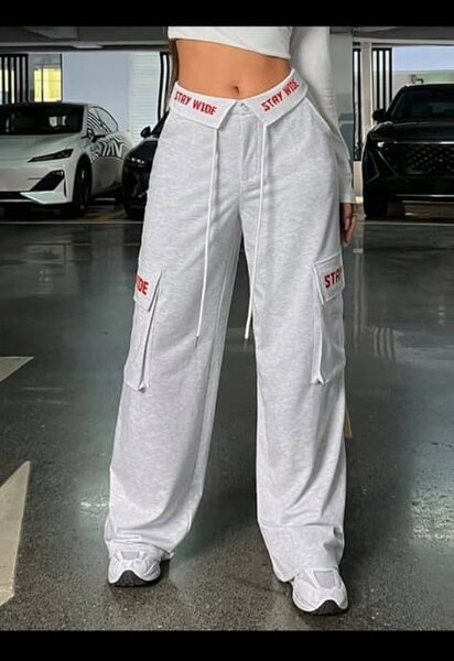 Pantalon cargo gris tendance