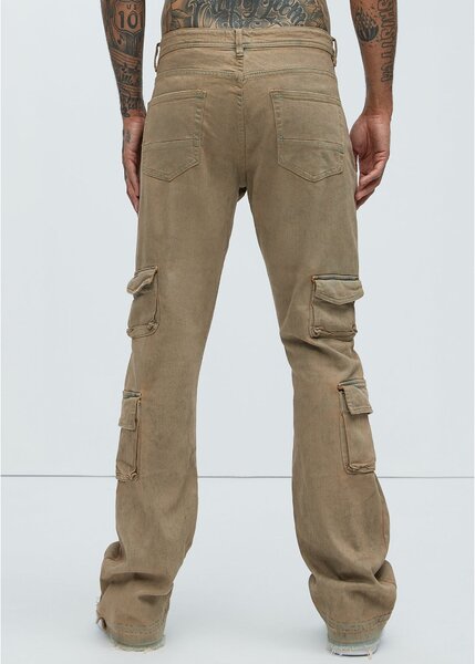 Three Cargo Stacked Skinny Flare Jeans