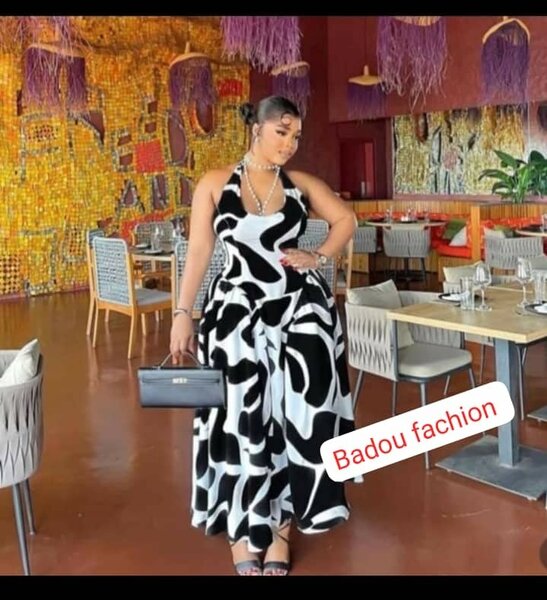 Robe maxi à motif noir et blanc