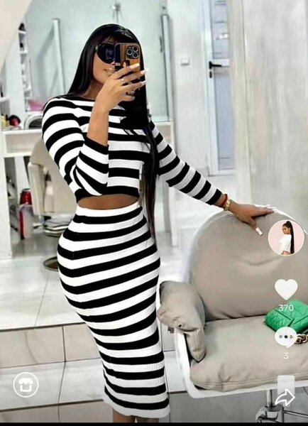 Robe rayée en deux pièces