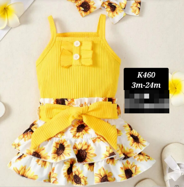 yellow summer dress with sunflowers