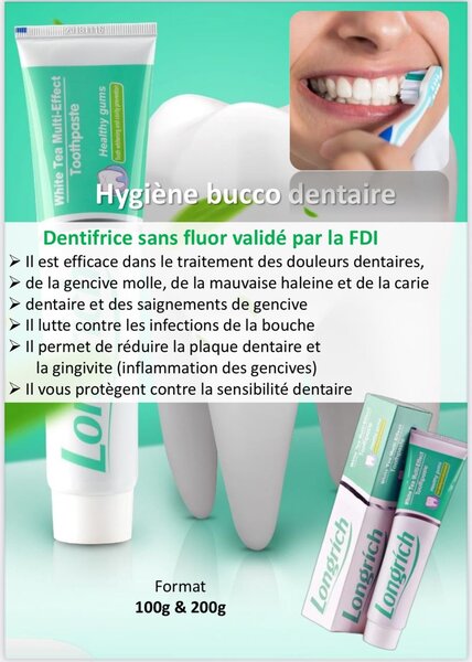 Dentifrice Longrich Sans Fluor