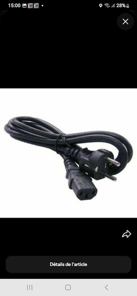 Câble d'alimentation 1.8m IEC