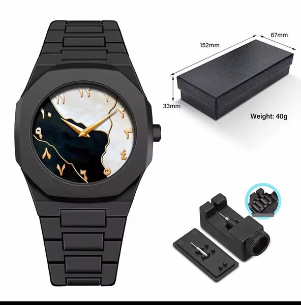 Montre bracelet marbre noir