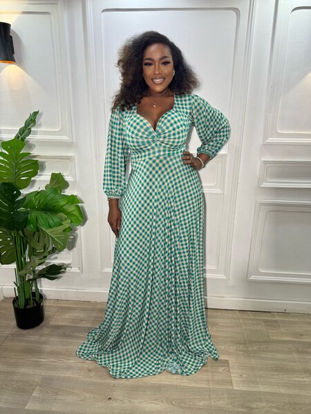 Robe longue à carreaux