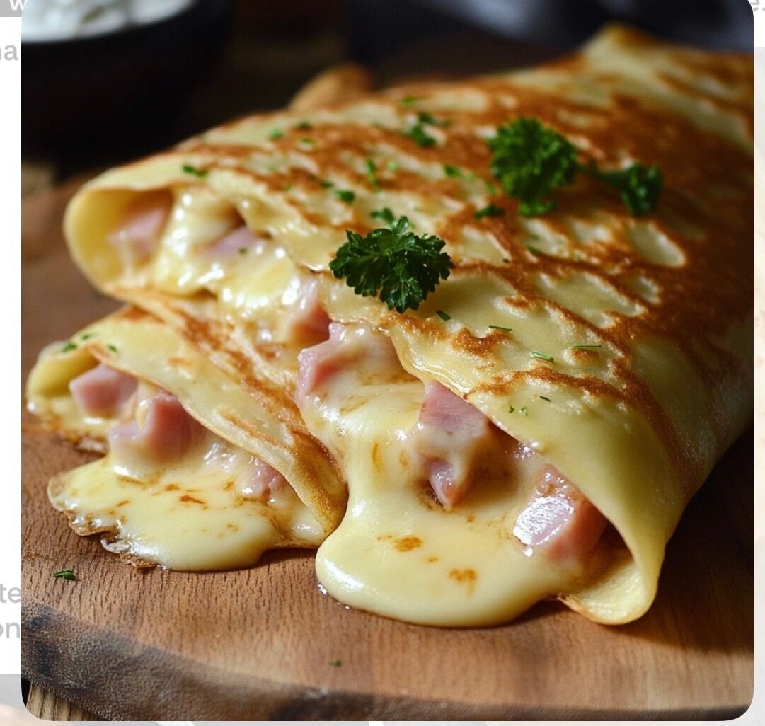Crêpes fromage et jambon
