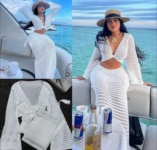 Robe en crochet blanc élégant