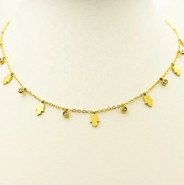 Gold Hamsa Charm Necklace