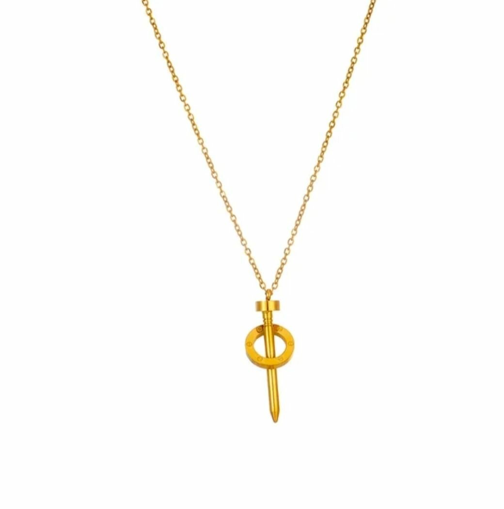 Gold Nail Pendant Necklace