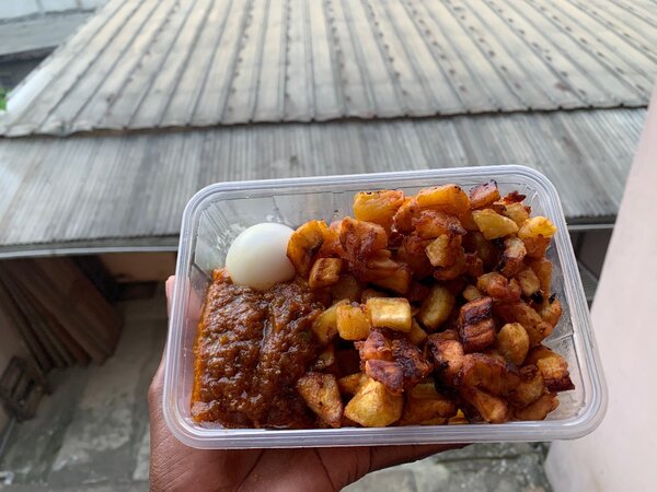 Patates plantains et œuf combo