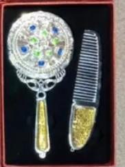 Metallic Comb and Mirror Set.